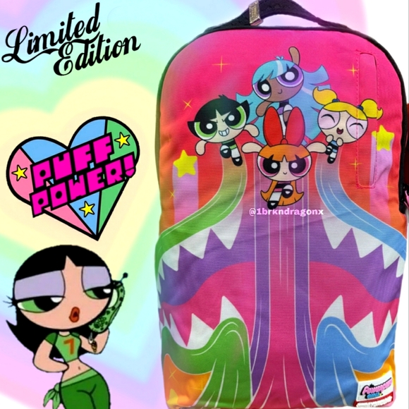 Sprayground Handbags - NWT Powerpuff Girls Rainbow Tie-Dye Neon Backpack Large Waterproof Backpacks